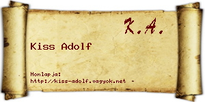 Kiss Adolf névjegykártya
